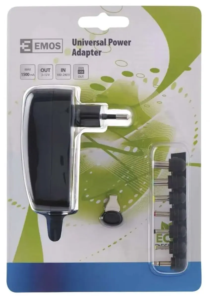 Emos Universele Stroomadapter 1500mA - Zwart - afbeelding 2 van 2