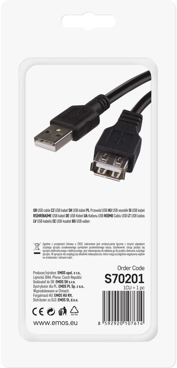 Emos USB-kabel 2.0 A-A S70201 - 2m - afbeelding 5 van 6