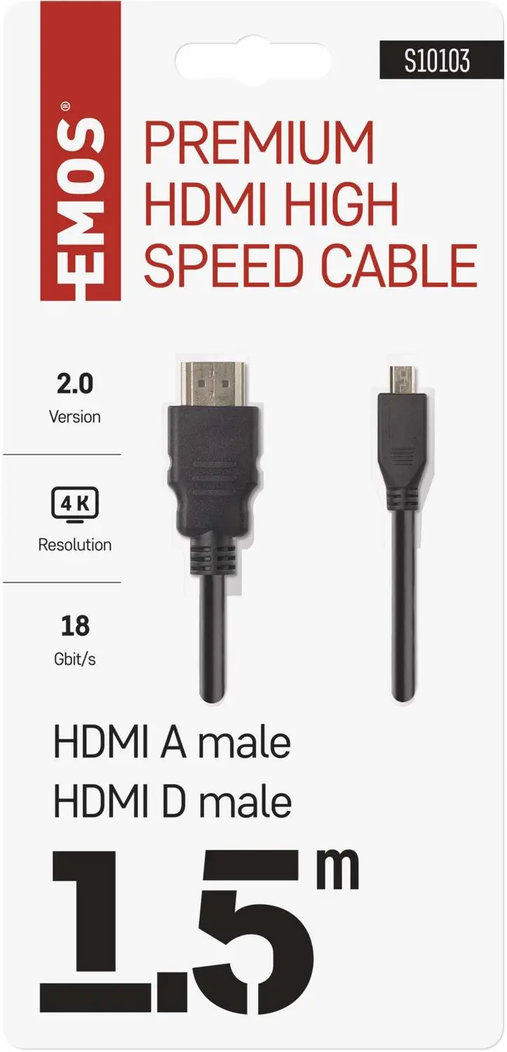 Emos HDMI 2.0 kabel S10103 - 1,5m - afbeelding 2 van 6