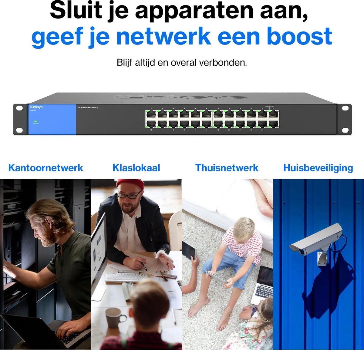Linksys LGS124 - Netwerk Switch - Unmanged - 1000 Mbs - 24 Poorten