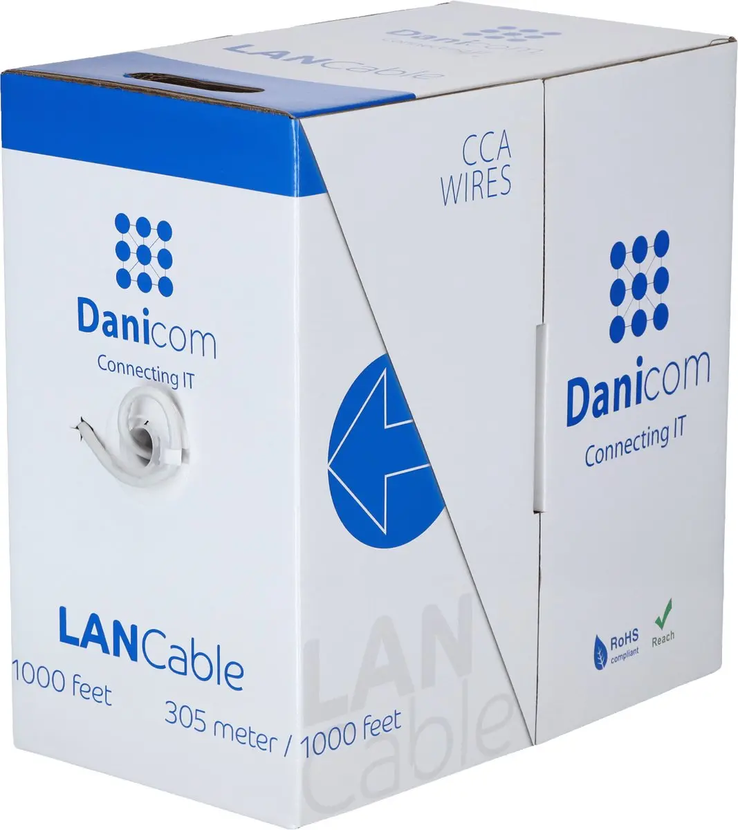 Danicom CAT6 SF/UTP 305 meter kabel op rol stug grijs CCA