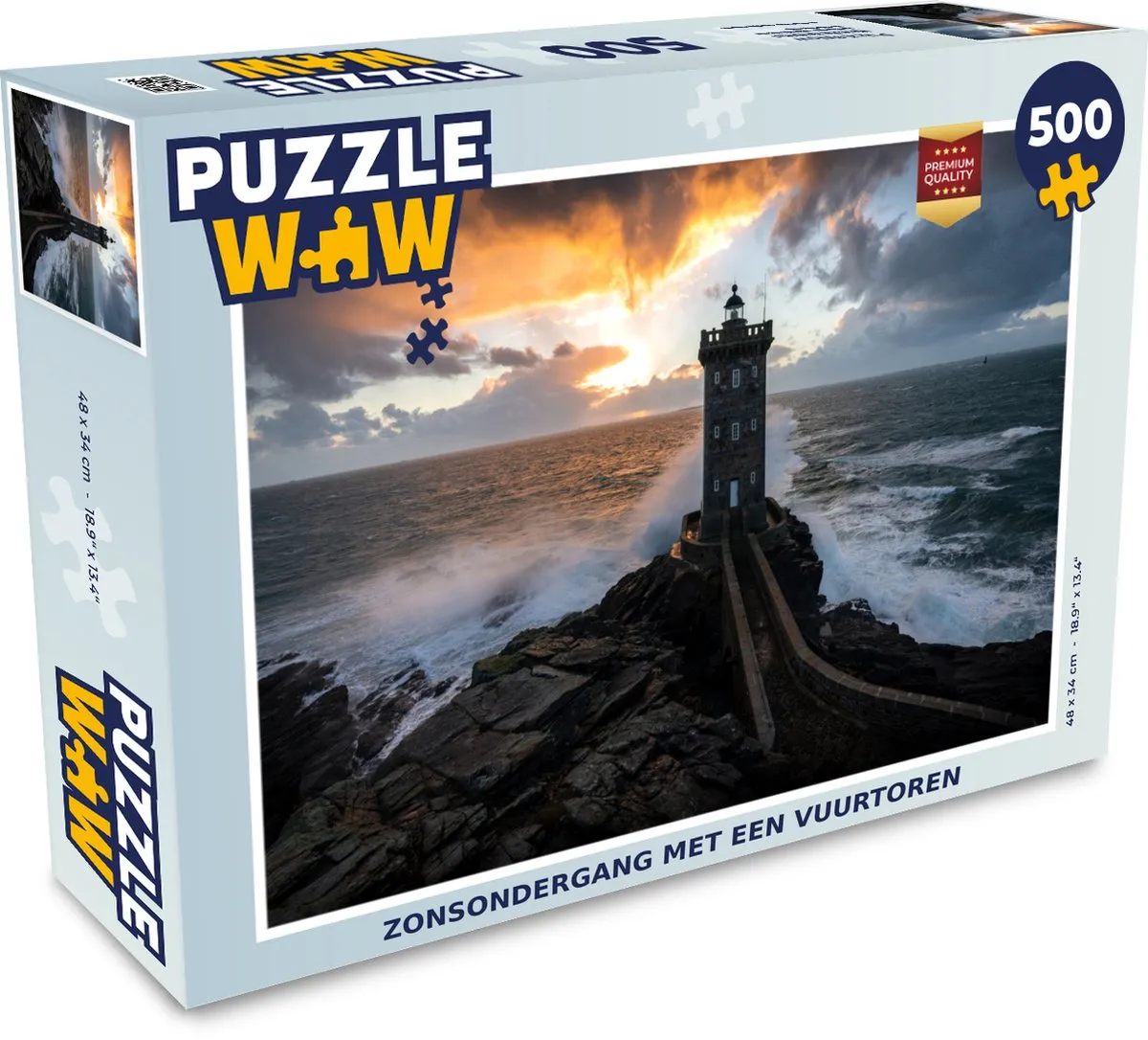 PuzzleWow Zonsondergang met Vuurtoren Legpuzzel 500 Stuks