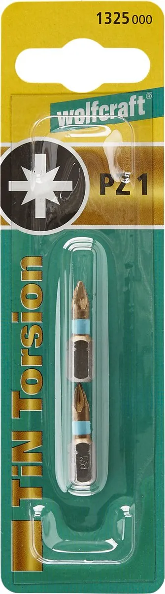 Wolfcraft 2 Torsie TiN-bits PZ1 - Metaal - 2 Stuks