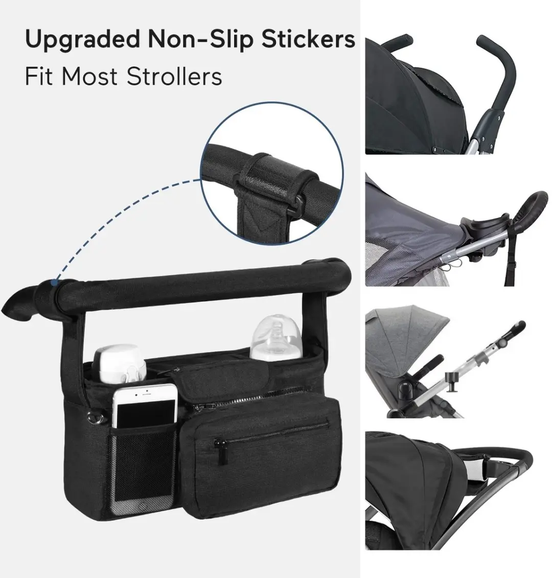 Momcozy Universele Kinderwagenorganizer - Zwart - afbeelding 3 van 6