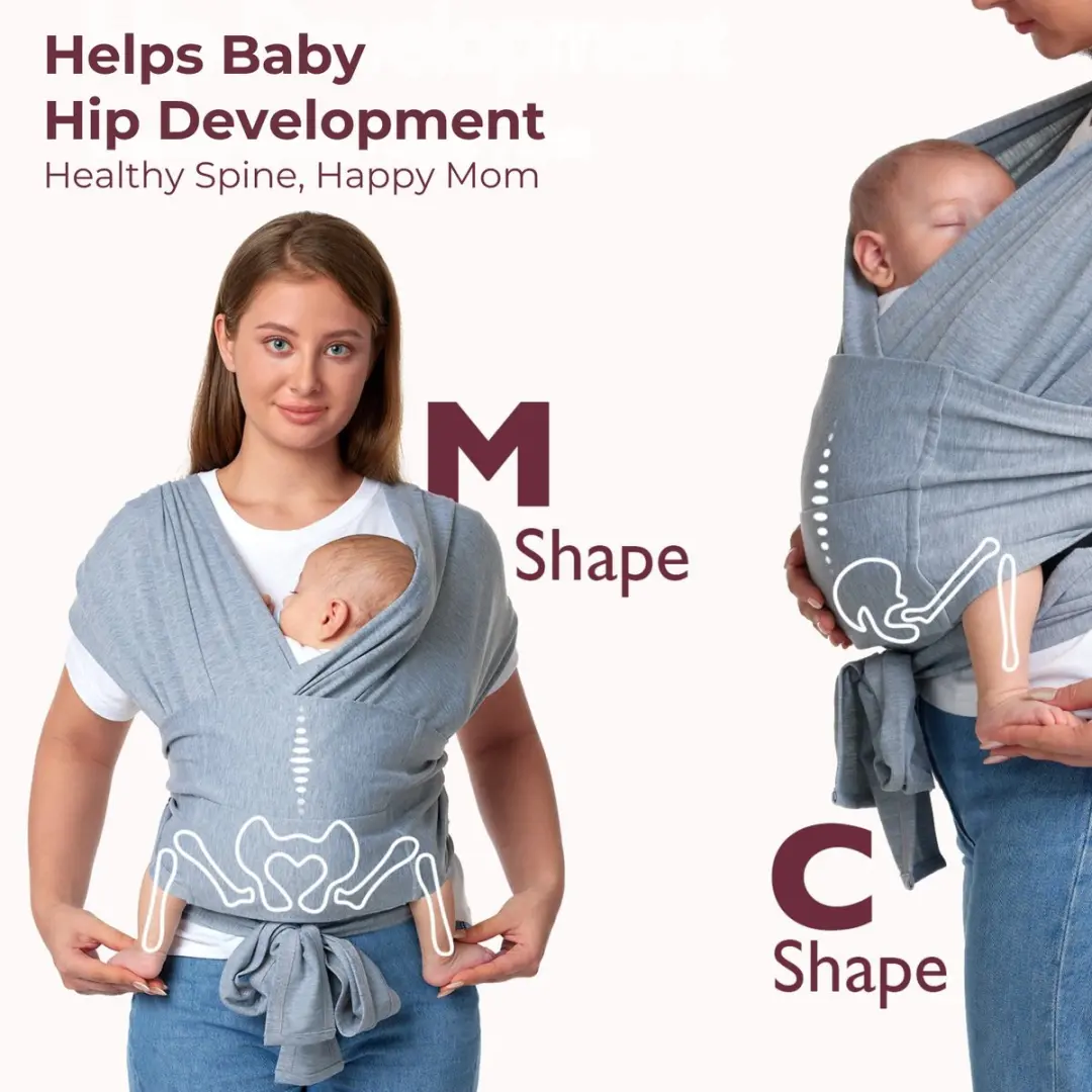 Momcozy Easy-Wear Babydraagdoek - X-Vorm - Grijs - afbeelding 3 van 6