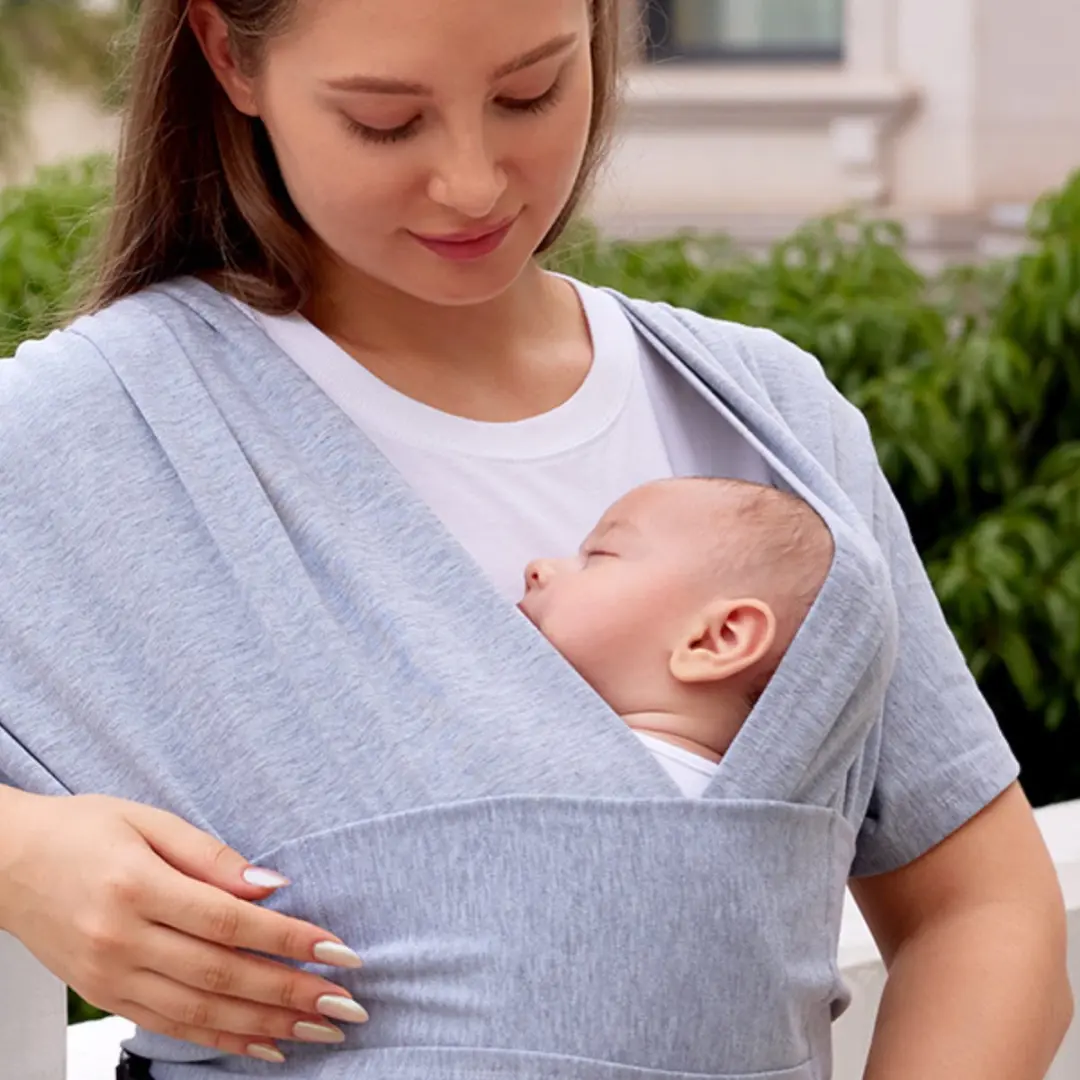 Momcozy Easy-Wear Babydraagdoek - X-Vorm - Grijs - afbeelding 6 van 6