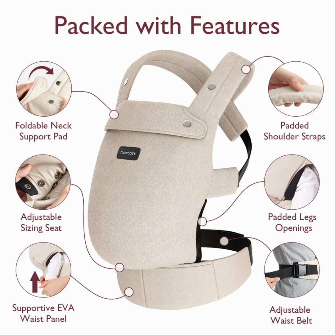 Momcozy PureHug Draagzak - 3-20kg - Khaki - afbeelding 6 van 6