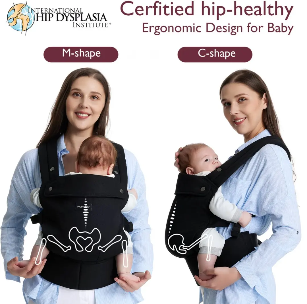 Momcozy PureHug Draagzak - 3kg tot 20kg - Zwart - afbeelding 4 van 6