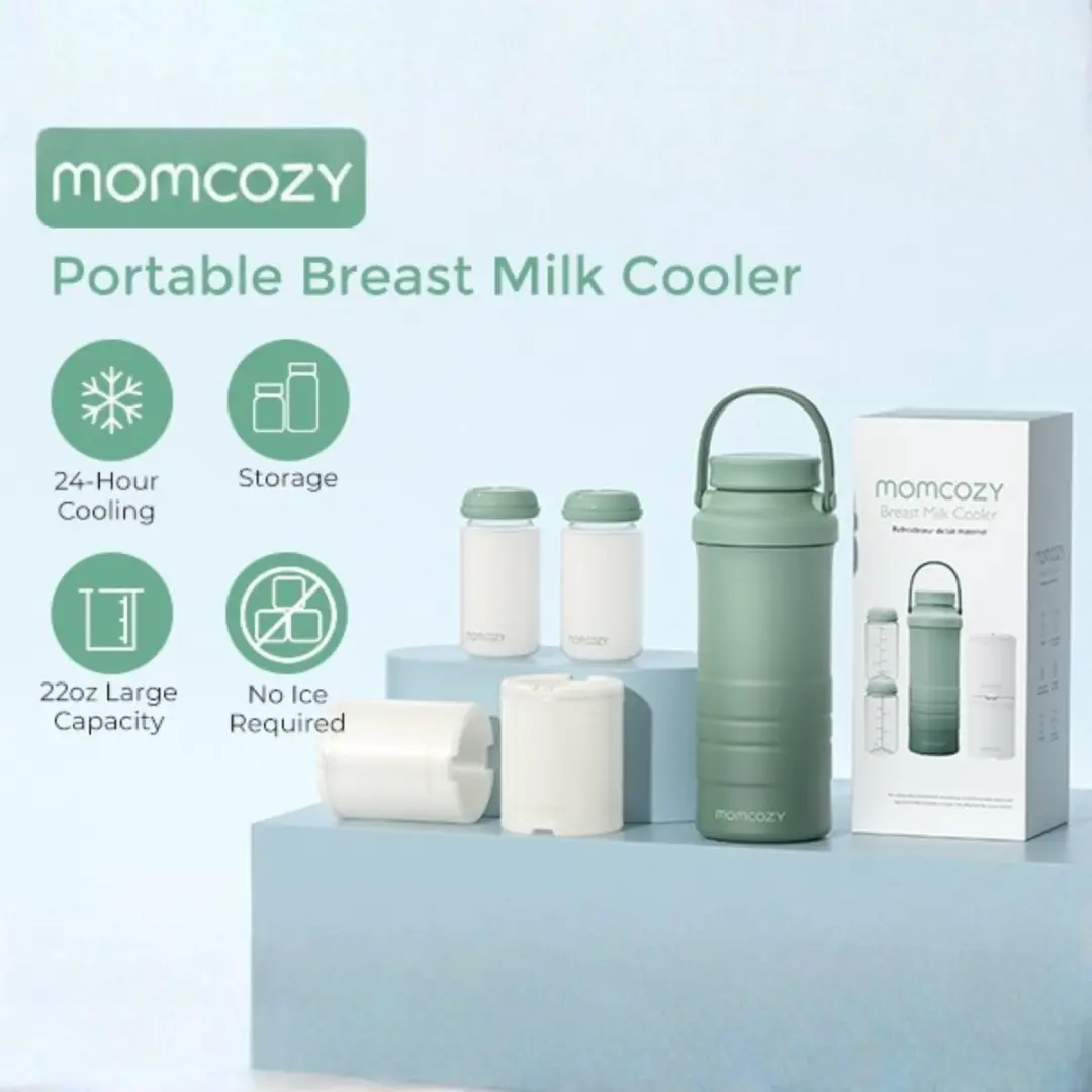 Momcozy Draagbare Moedermelk Koeler - 2 Flessen - Groen/Wit - afbeelding 3 van 6