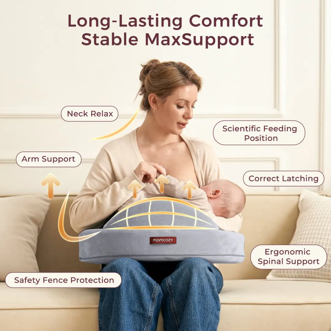 Momcozy Voedingskussen - Memory Foam - Grijs - afbeelding 3 van 6