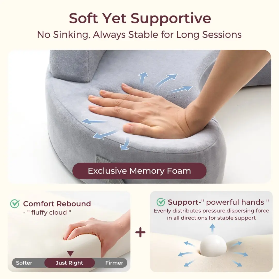 Momcozy Voedingskussen - Memory Foam - Grijs - afbeelding 2 van 6