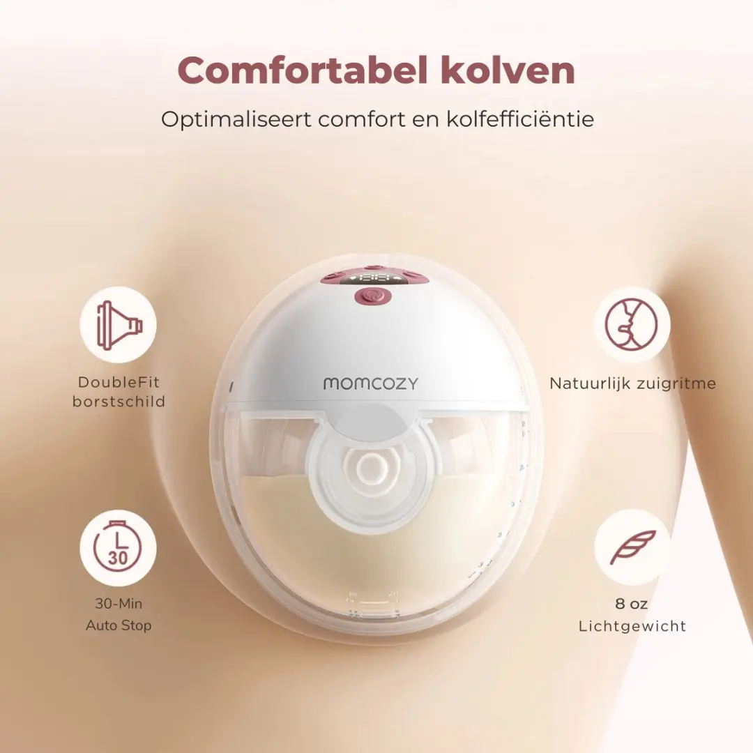 Momcozy M5 Smart Handsfree Borstkolf - Wit/Rood - afbeelding 6 van 6