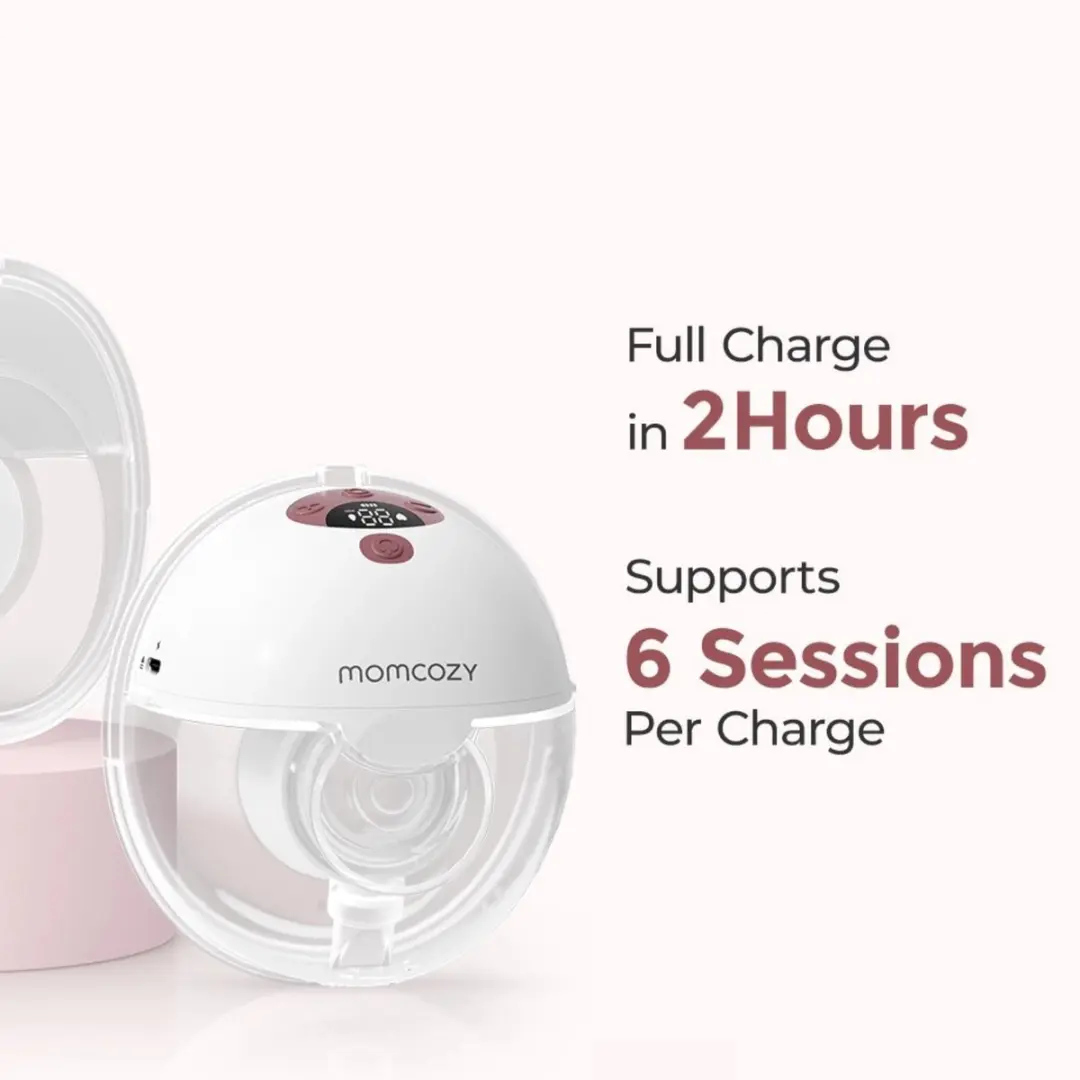 Momcozy M5 Smart Handsfree Borstkolf - Wit/Rood - afbeelding 5 van 6