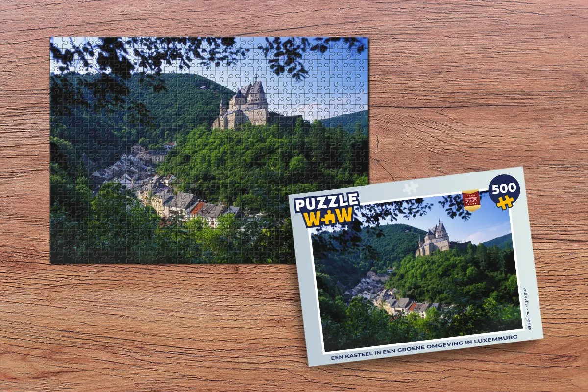 PuzzleWow Legpuzzel 500 Stuks - Een kasteel in Luxemburg - Multicolor