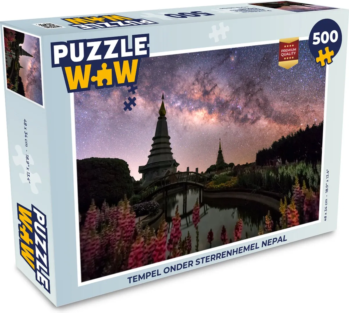 PuzzleWow Tempel onder Sterrenhemel Nepal Legpuzzel 500 Stuks