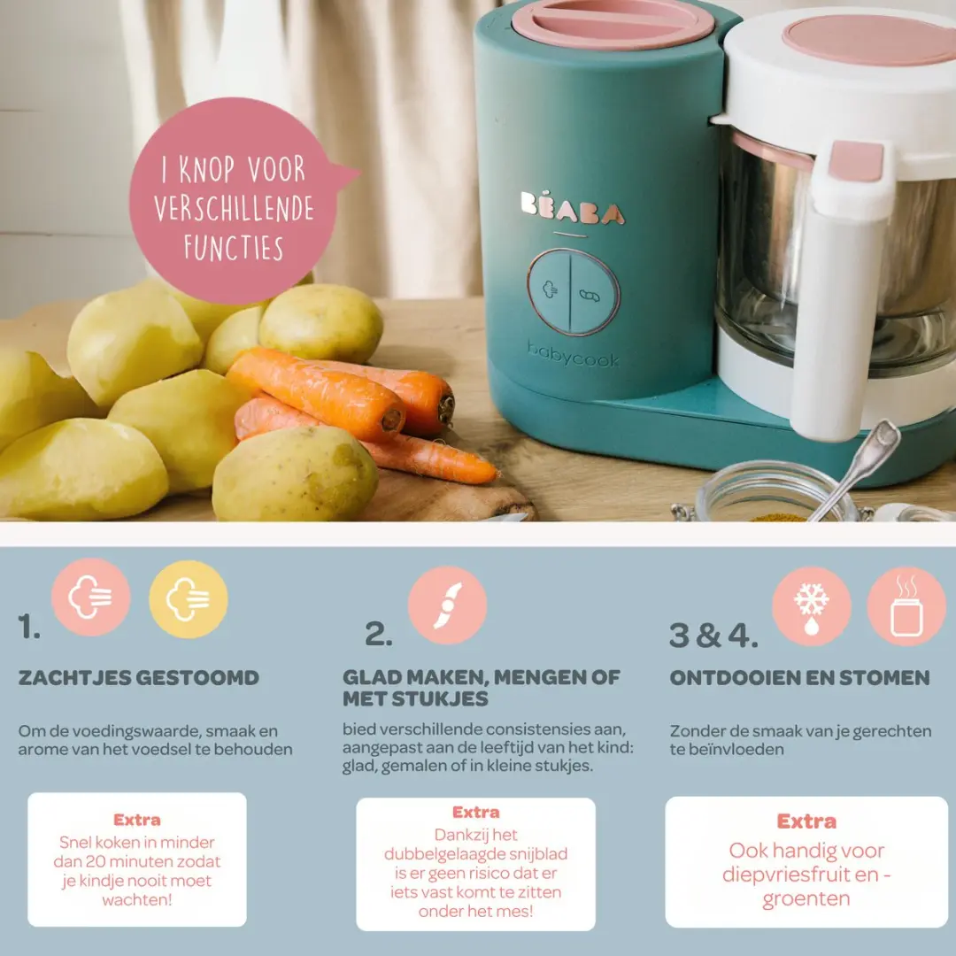 Béaba Babycook Neo 4-in-1 Stoomkoker - 1250ml - Groen - afbeelding 3 van 6
