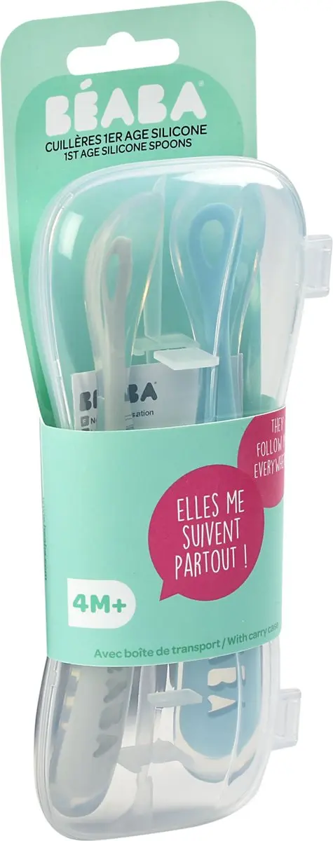 Béaba Siliconen Babylepels - Set van 2 - Blauw/Grijs - afbeelding 4 van 6