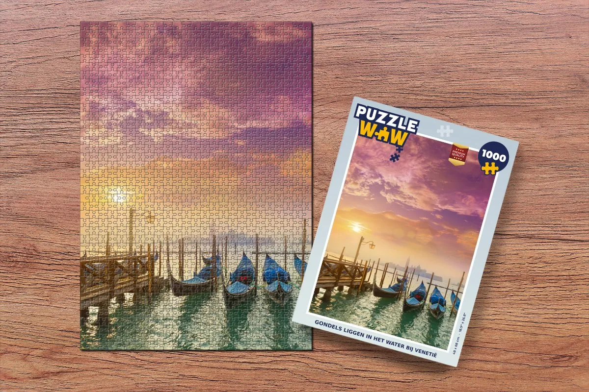 PuzzleWow Gondel Venetië Legpuzzel 1000 Stuks - Multicolor