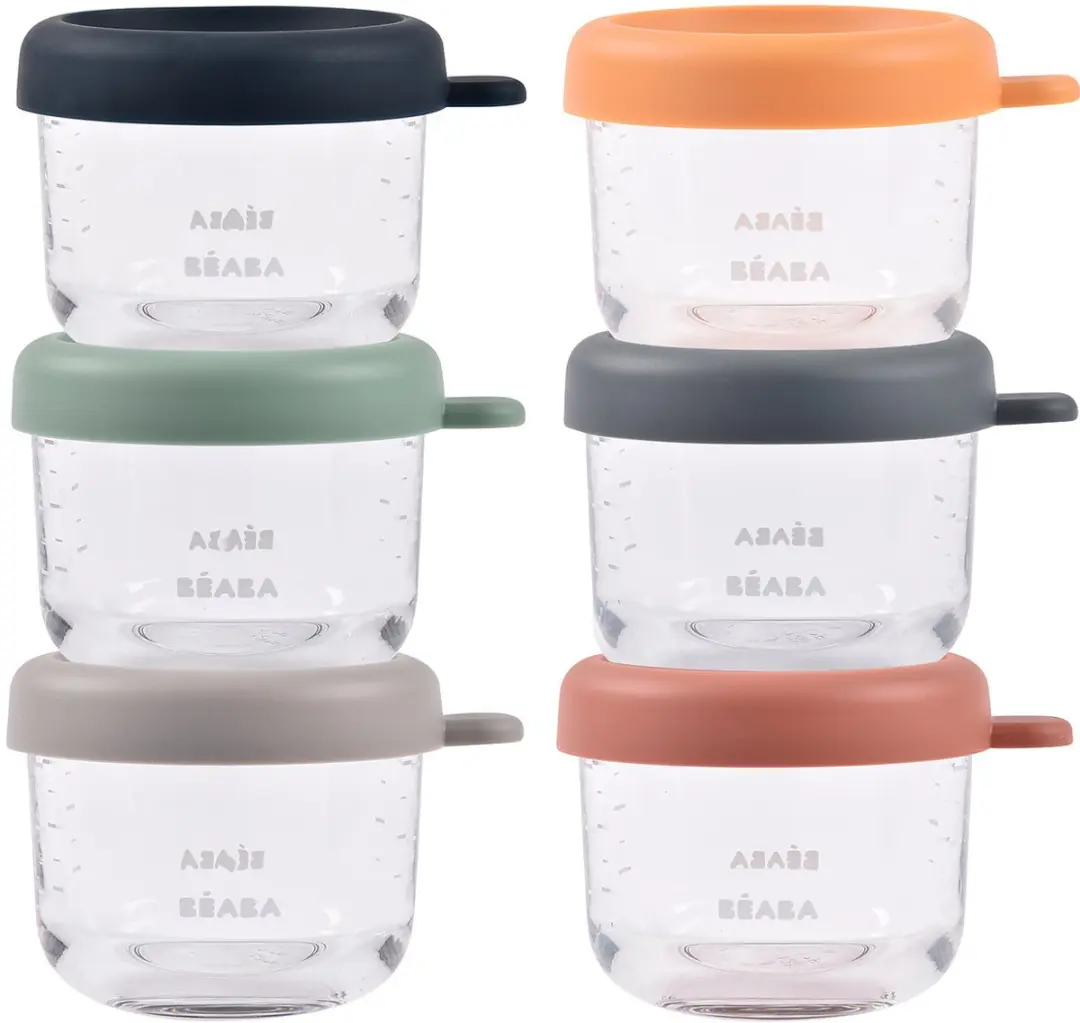 Béaba Sunrise Colormix Glazen Portiepotjes 150ml - 6 stuks - afbeelding 4 van 6