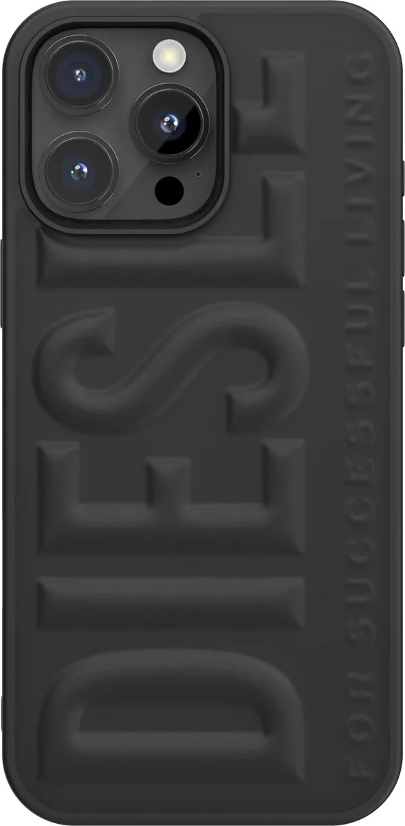 Diesel 3D Telefoonhoesje iPhone 16 Pro Max – Zwart – 3D Logo – Valbescherming tot 2 Meter – Draadloos Opladen – Shockproof – Backcover – Origineel Diesel Accessoire met Diesel logo