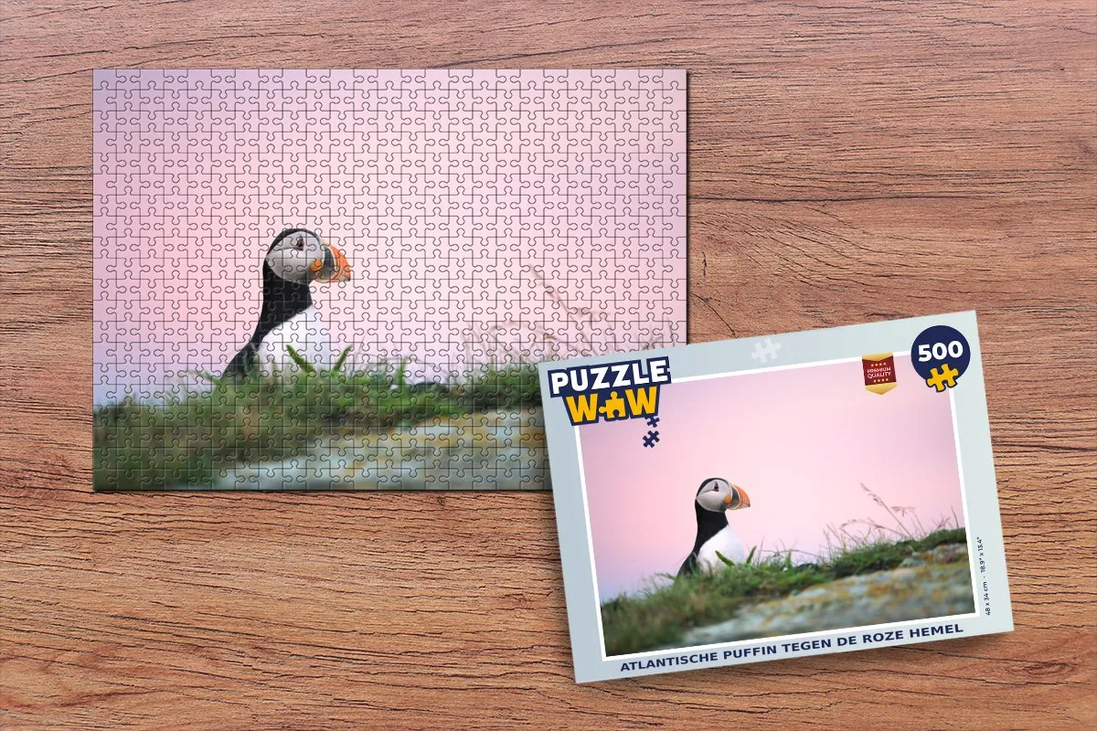 PuzzleWow Atlantische Puffin Legpuzzel 500 Stuks - Multicolor