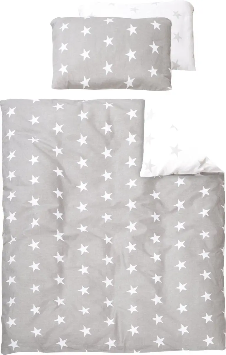 Roba Bedtextiel Little Stars 135 X 100 Cm Katoen Grijs 2-delig