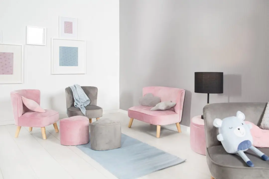 Roba Lil Sofa Junior Kinderfauteuil - Fluweel Grijs - afbeelding 6 van 6