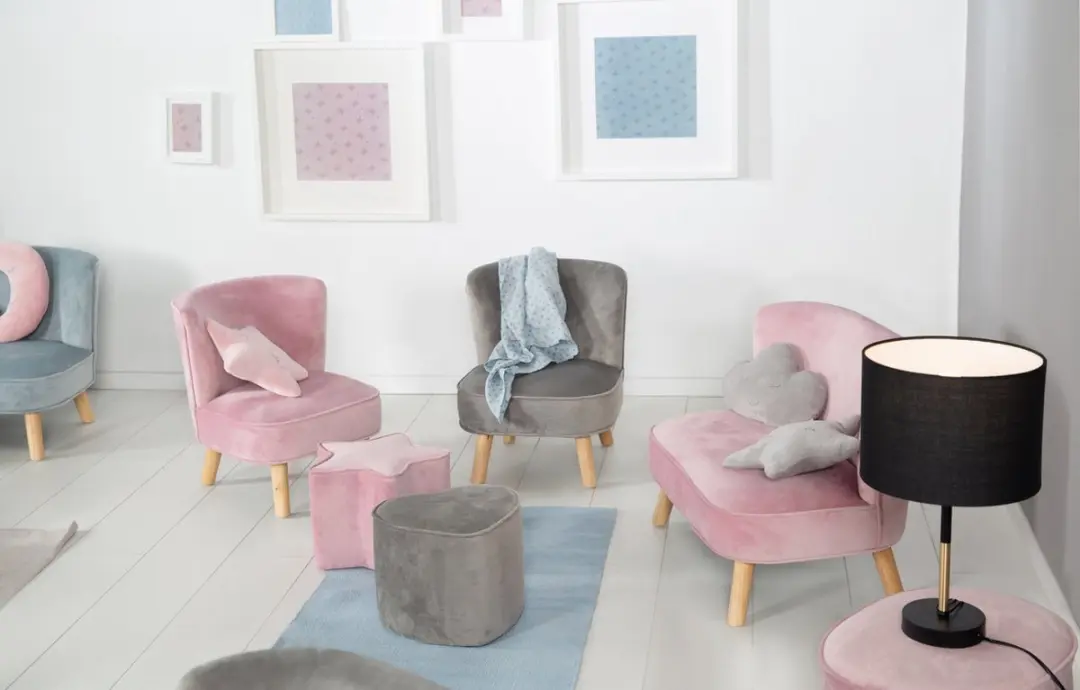 Roba Lil Sofa Junior Kinderfauteuil - Fluweel Grijs - afbeelding 2 van 6