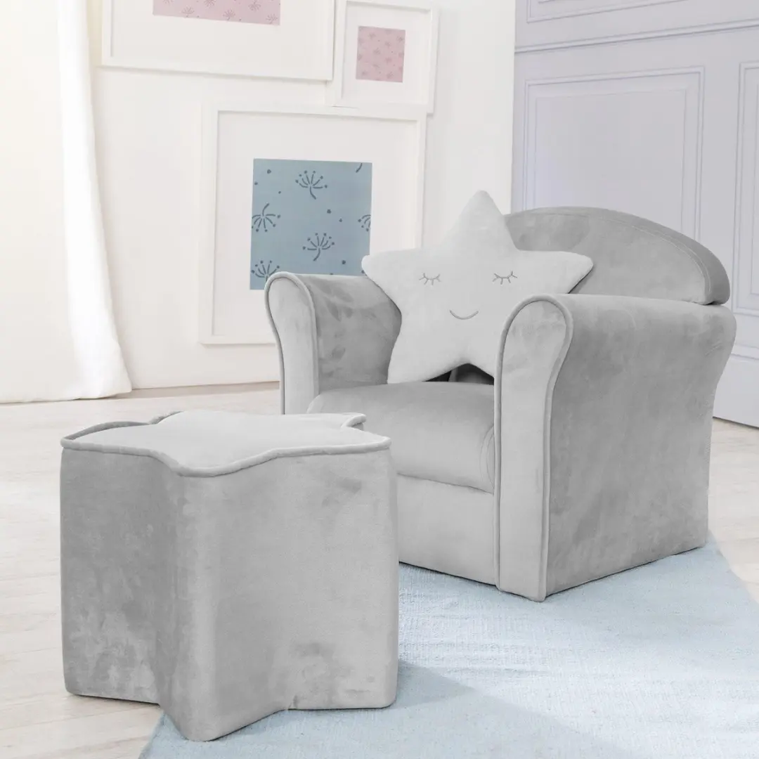 Roba Lil Sofa Kinderfauteuil Fluweel - 43cm - Grijs - afbeelding 3 van 6