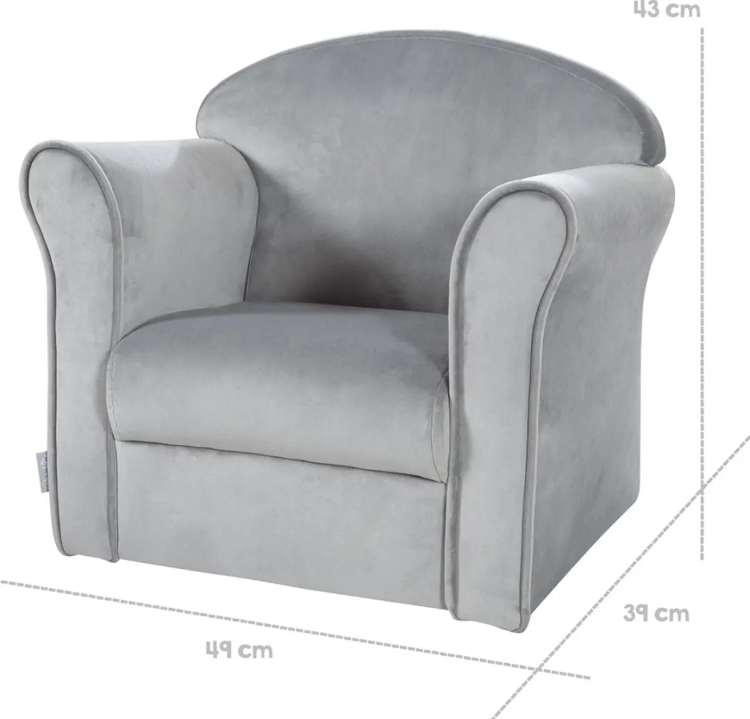 Roba Lil Sofa Kinderfauteuil Fluweel - 43cm - Grijs - afbeelding 5 van 6