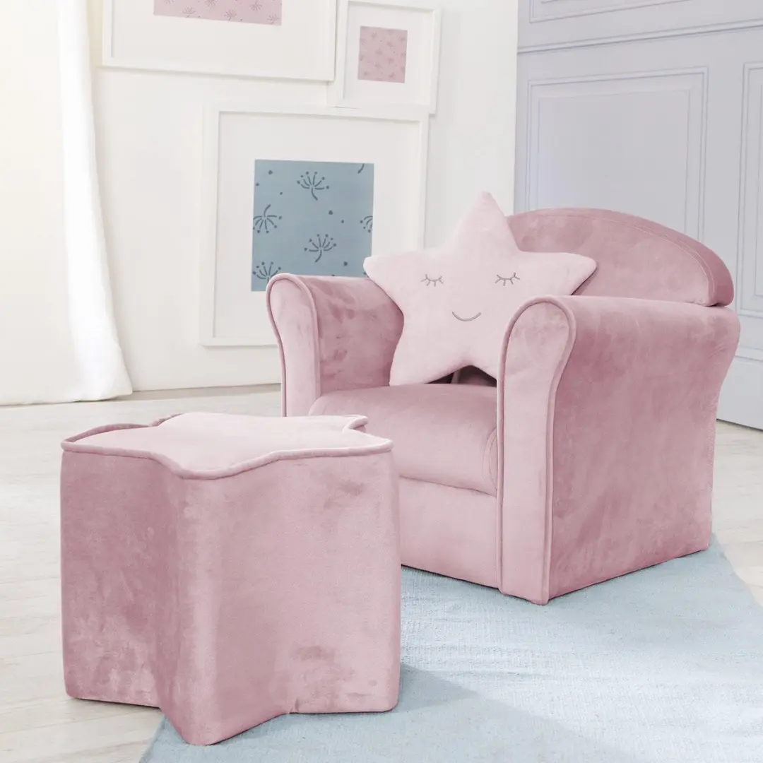 Roba Lil Sofa Kinderfauteuil Fluweel - Roze - afbeelding 3 van 6