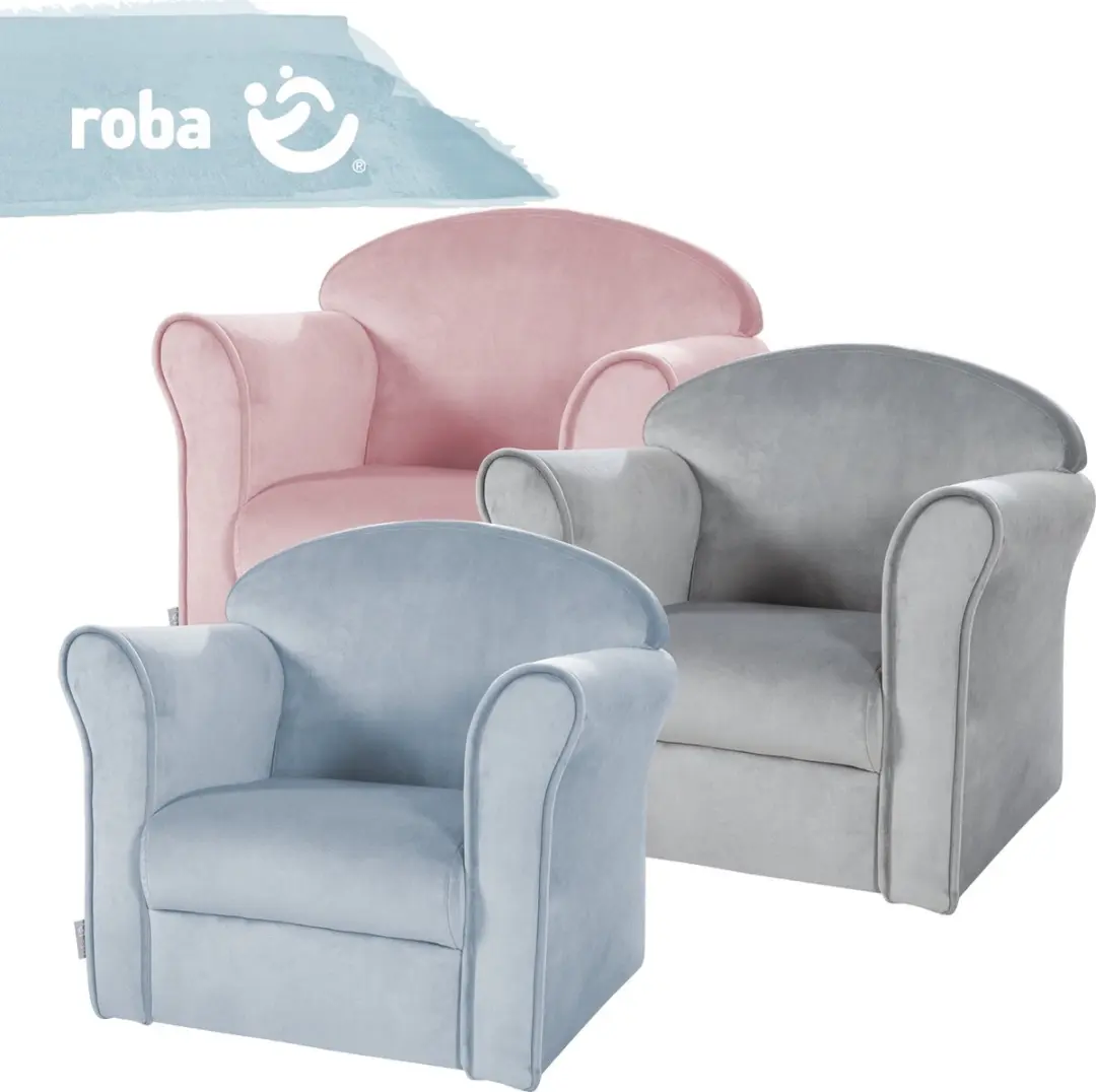 Roba Lil Sofa Kinderfauteuil Fluweel - Blauw - afbeelding 6 van 6