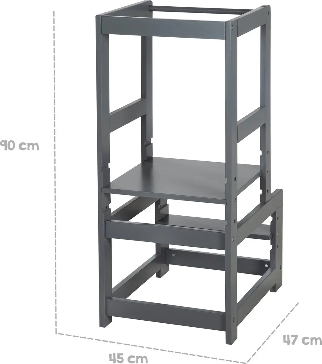 Roba Learning Tower Antraciet - Montessori - Gelakt Hout - afbeelding 4 van 6