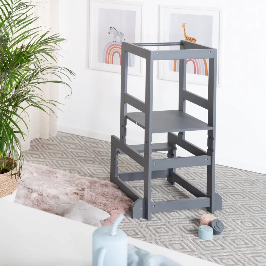 Roba Learning Tower Antraciet - Montessori - Gelakt Hout - afbeelding 6 van 6