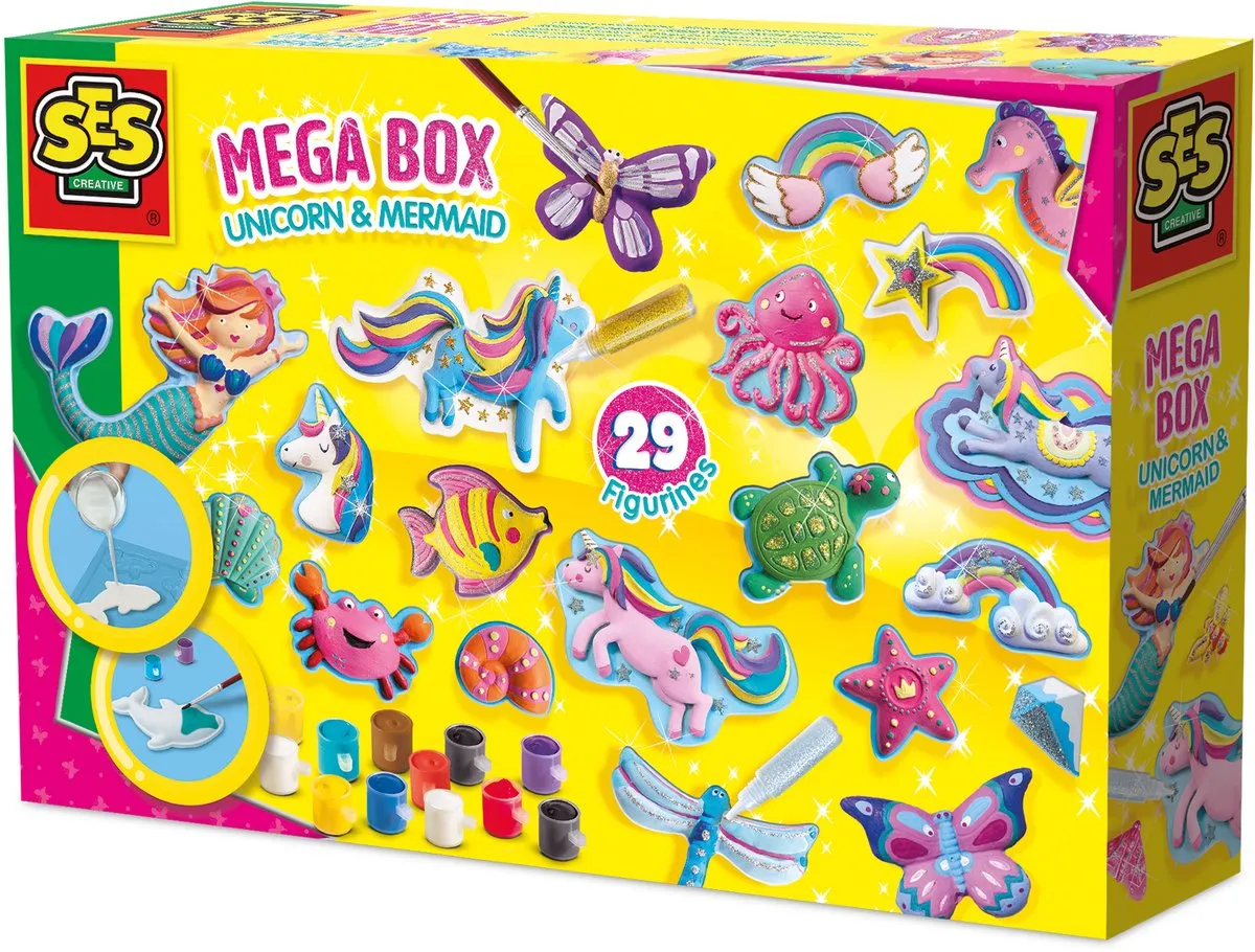 SES Creative Mega Box Unicorn & Zeemeermin Knutselset