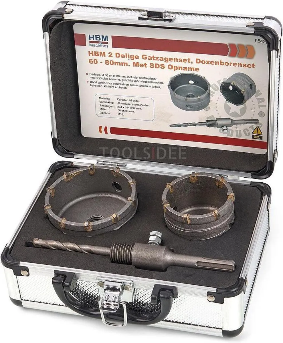 HBM 2-delige Gatzagenset SDS-plus 60-80mm