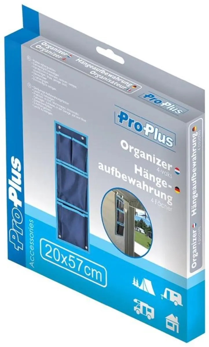 ProPlus Camping organizer - 4 vakken - 20 x 57 cm - blauw - afbeelding 4 van 5
