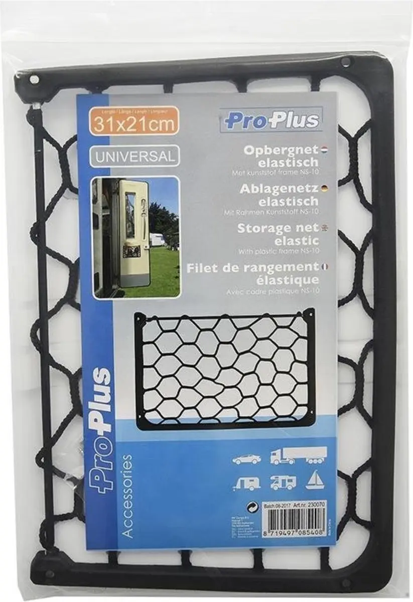ProPlus Elastisch opbergnet met kunststof frame - 31x21cm - Zwart - afbeelding 6 van 6