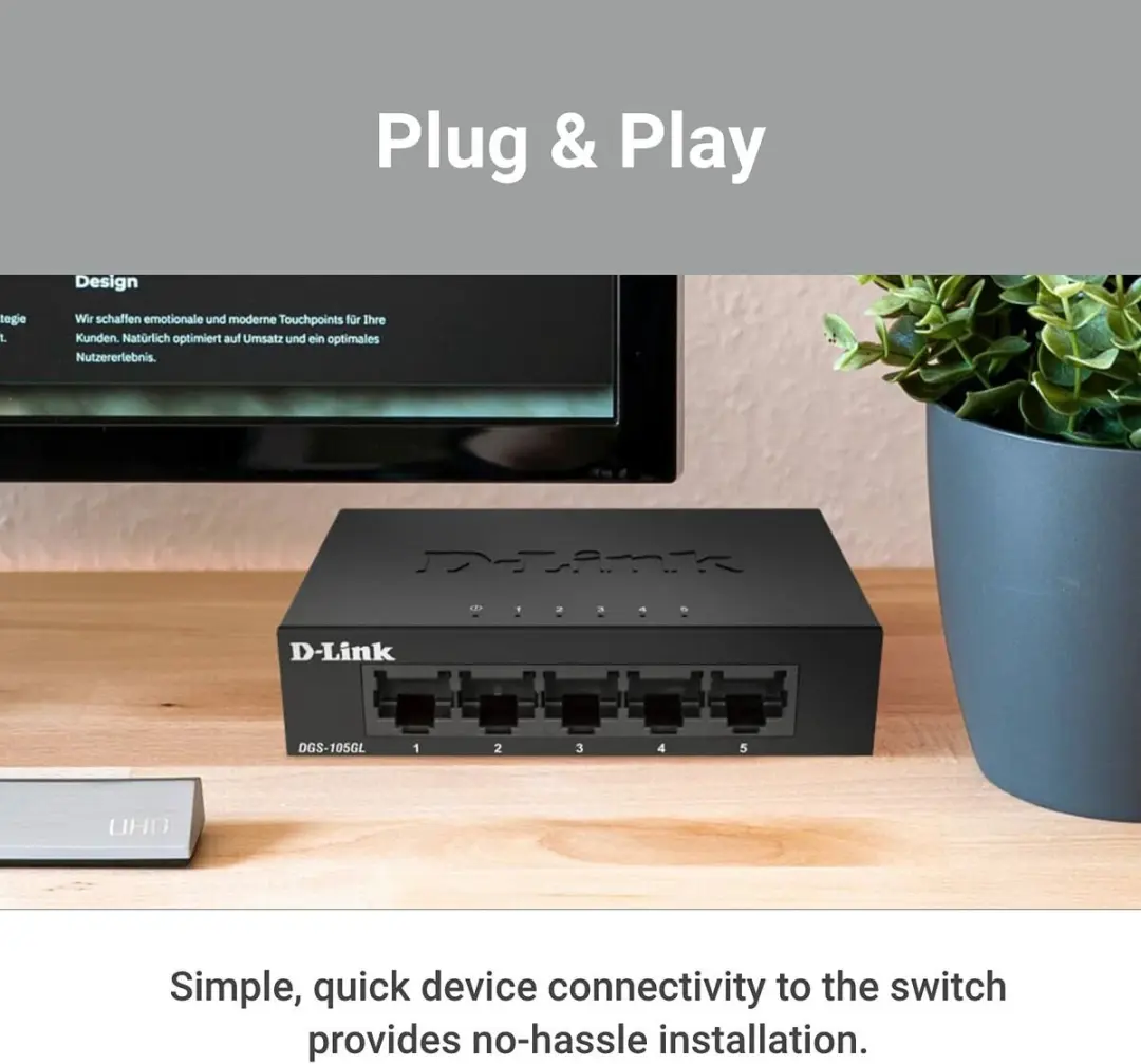 D-Link DGS-105GL/E Netwerkswitch - 5 Poorten - Wit - afbeelding 3 van 6