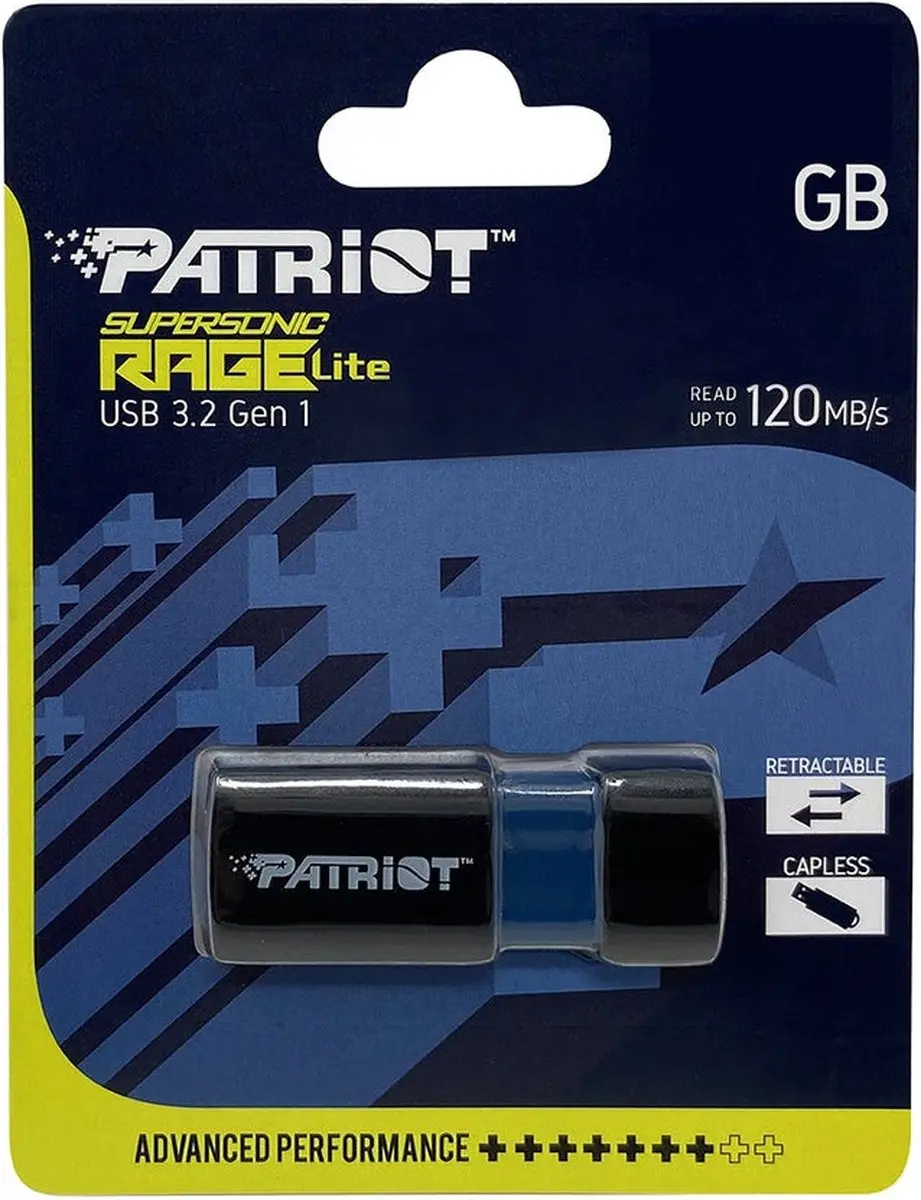 Patriot Supersonic Rage Lite PEF64GRLB32U USB-stick - Zwart - afbeelding 3 van 6