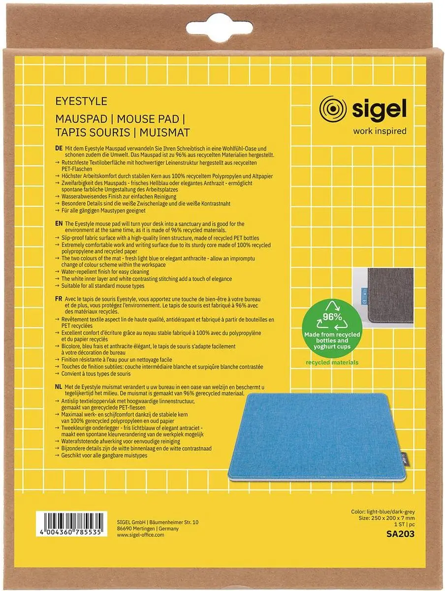 Sigel Muismat Eyestyle - Blauw/Grijs - 25x20cm - afbeelding 4 van 6