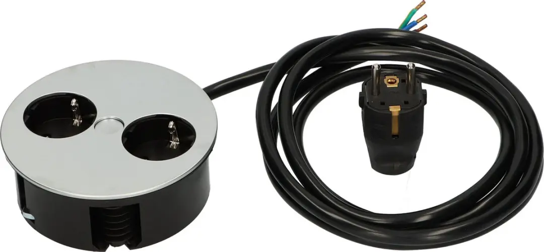 Bachmann TWIST Stekkerdoos 931.021 - 2x Geaard - Chroom - afbeelding 2 van 6