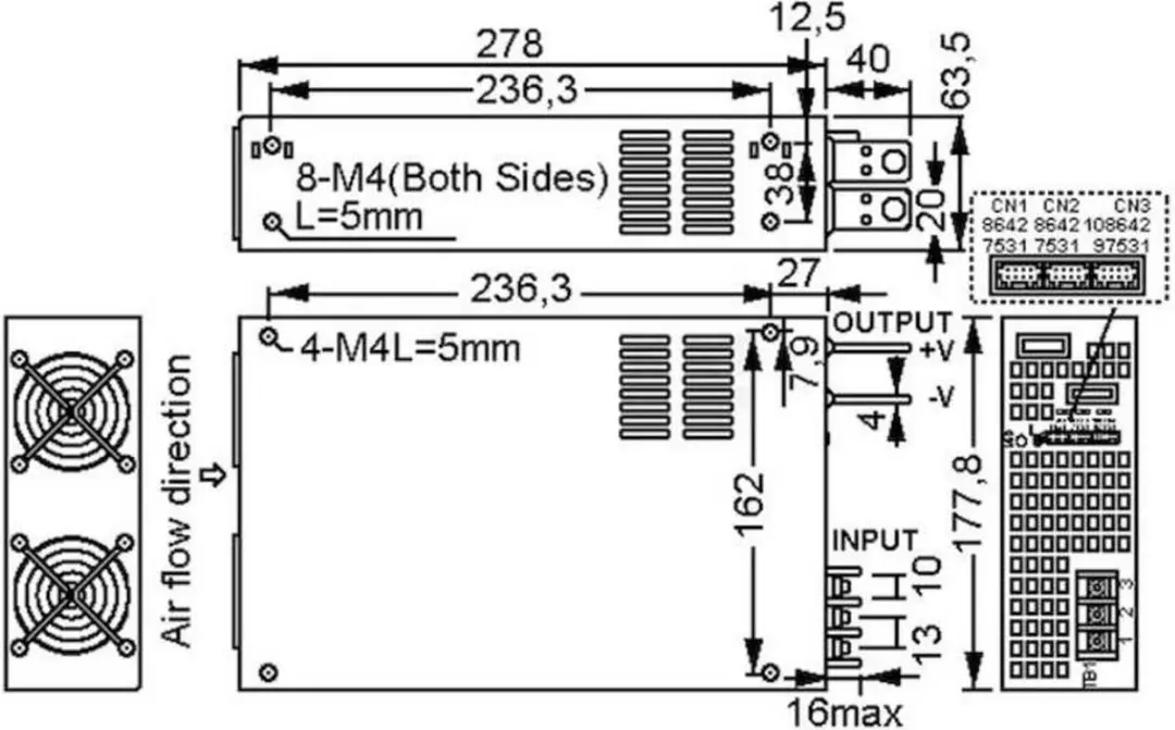 Mean Well RSP-2400-24 Schakelnetvoedingsmodule - 24V/DC - 100A - 2400W - afbeelding 2 van 2