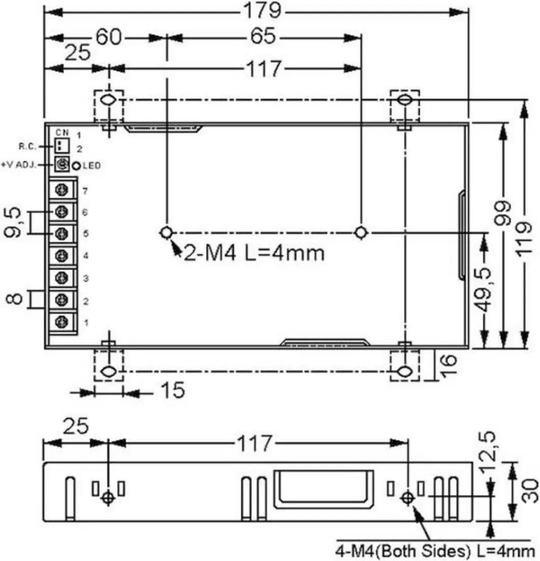 Mean Well RSP-100-24 Schakelnetvoedingsmodule 24V 100W - afbeelding 2 van 3