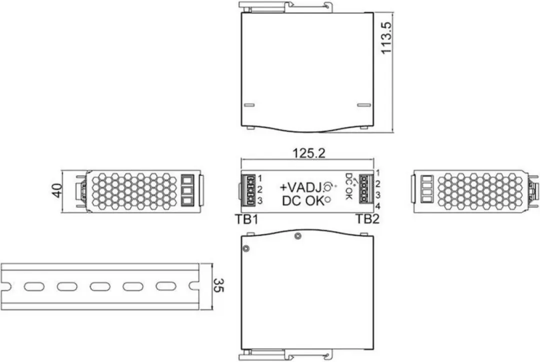 Mean Well WDR-120-24 DIN-rail voeding - 24V 5A 120W - afbeelding 2 van 3