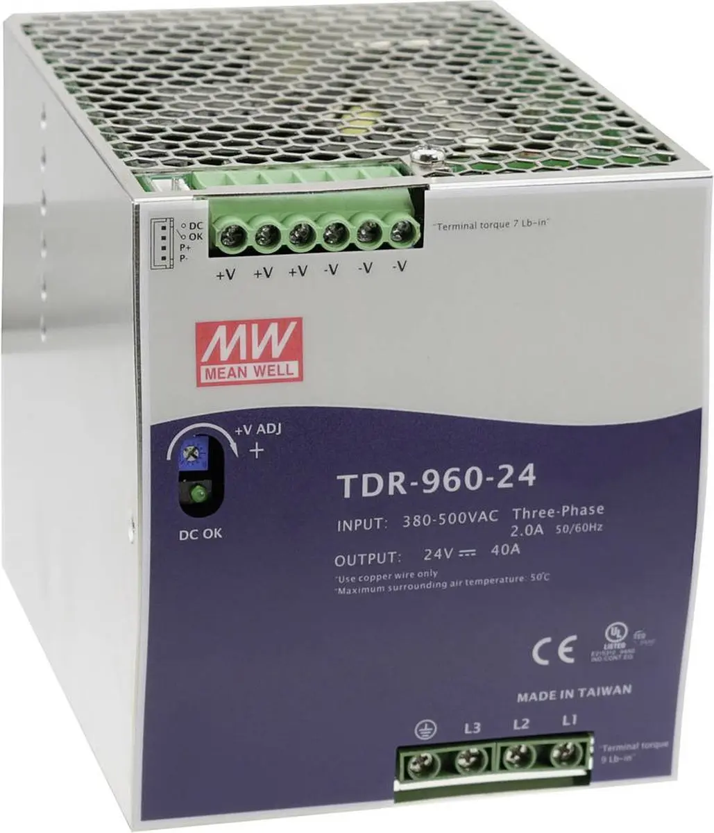 Mean Well TDR-960-24 DIN-rail netvoeding 24 V/DC 40 A 960 W Aantal uitgangen: 1