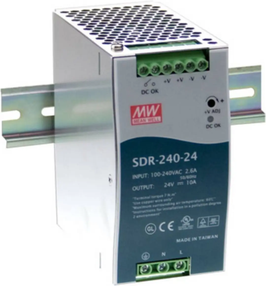 Mean Well SDR-240-24 DIN-rail netvoeding 24 V/DC 10 A 240 W Aantal uitgangen: 1