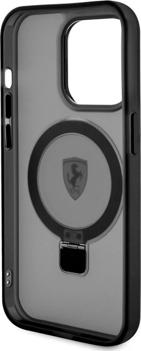 Ferrari Ring Stand Back Case MagSafe iPhone 15 - Zwart