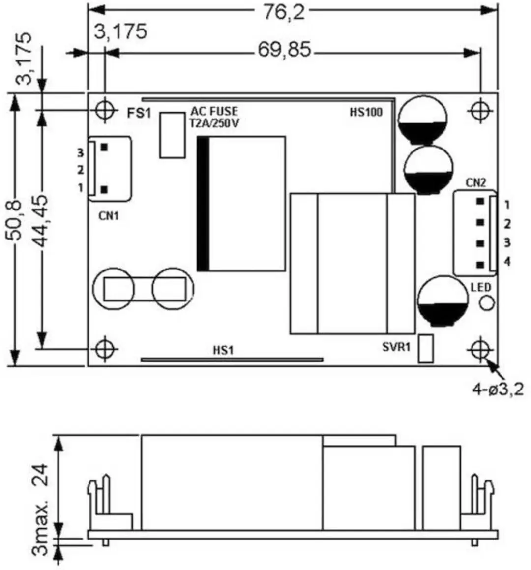 Mean Well RPS-65-12 Schakelnetvoedingsmodule 12V/DC 5,96A 65W - afbeelding 2 van 3