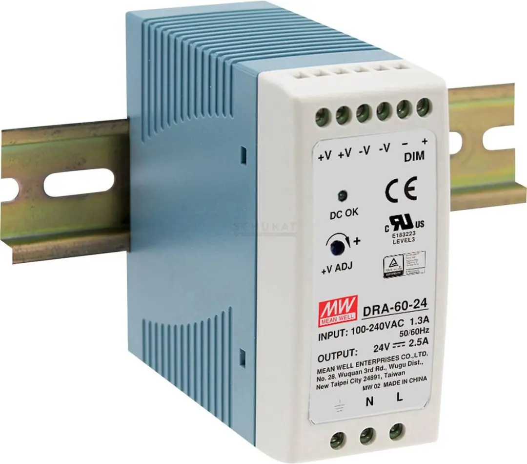 Mean Well DRA-60-24 DIN-rail netvoeding 24 V/DC 2.5 A 60 W Aantal uitgangen: 1 x